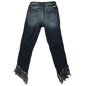 KanCan blue High Rise Ripped Fringe Chewed Hem Ankle Skinny Denim Jeans 3/25